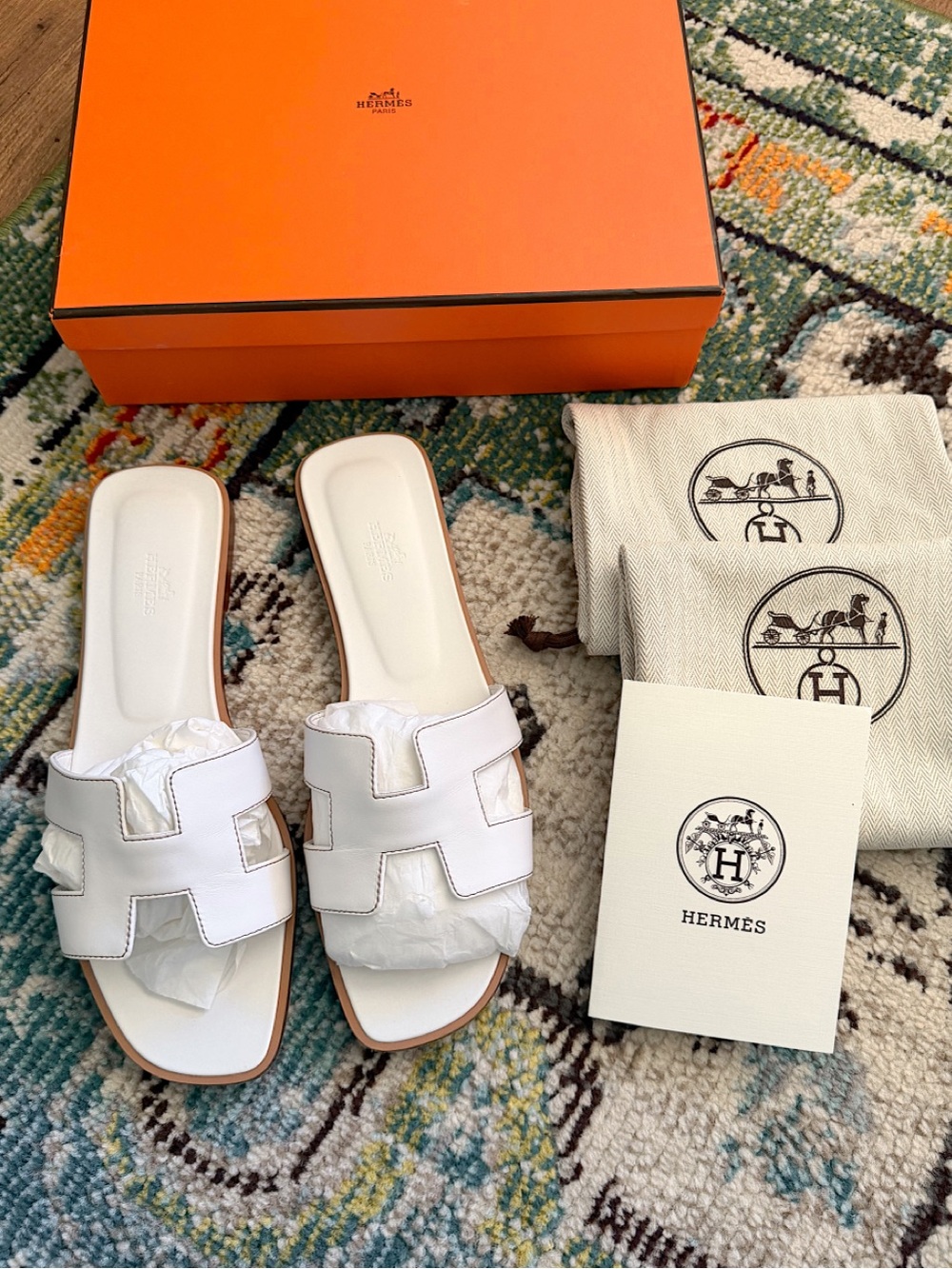 Hermes White Oran H Logo Sandals Slides 2026 Sz 41.5 11